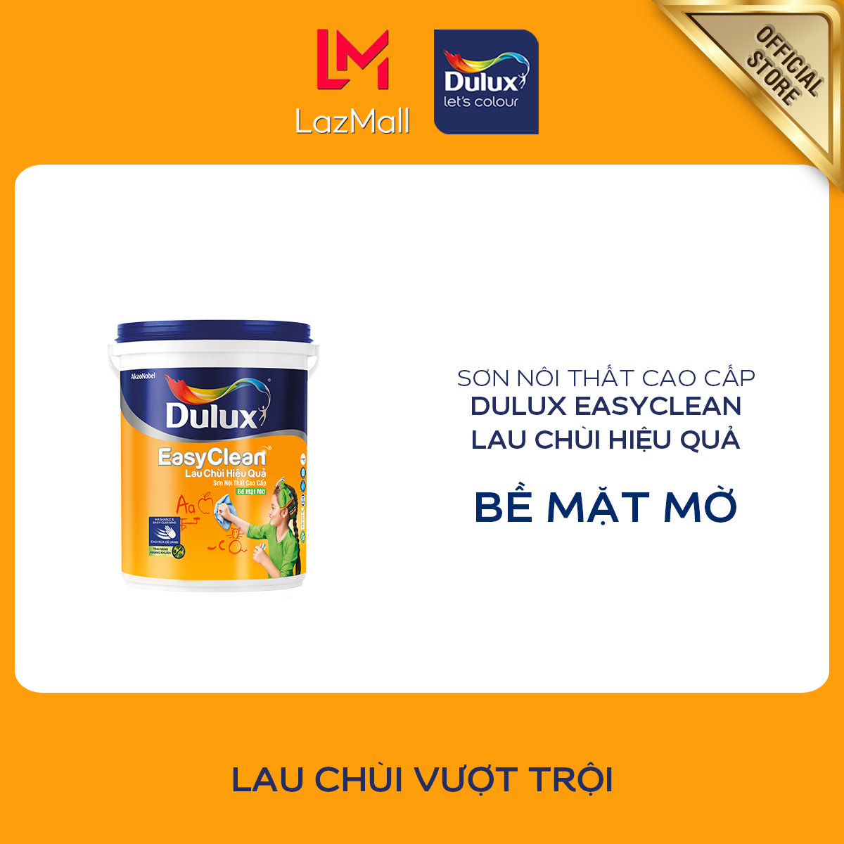 Sơn nội thất - cao cấp - dulux easyclean lau chùi hiệu quả - bề mặt mờ - 1l