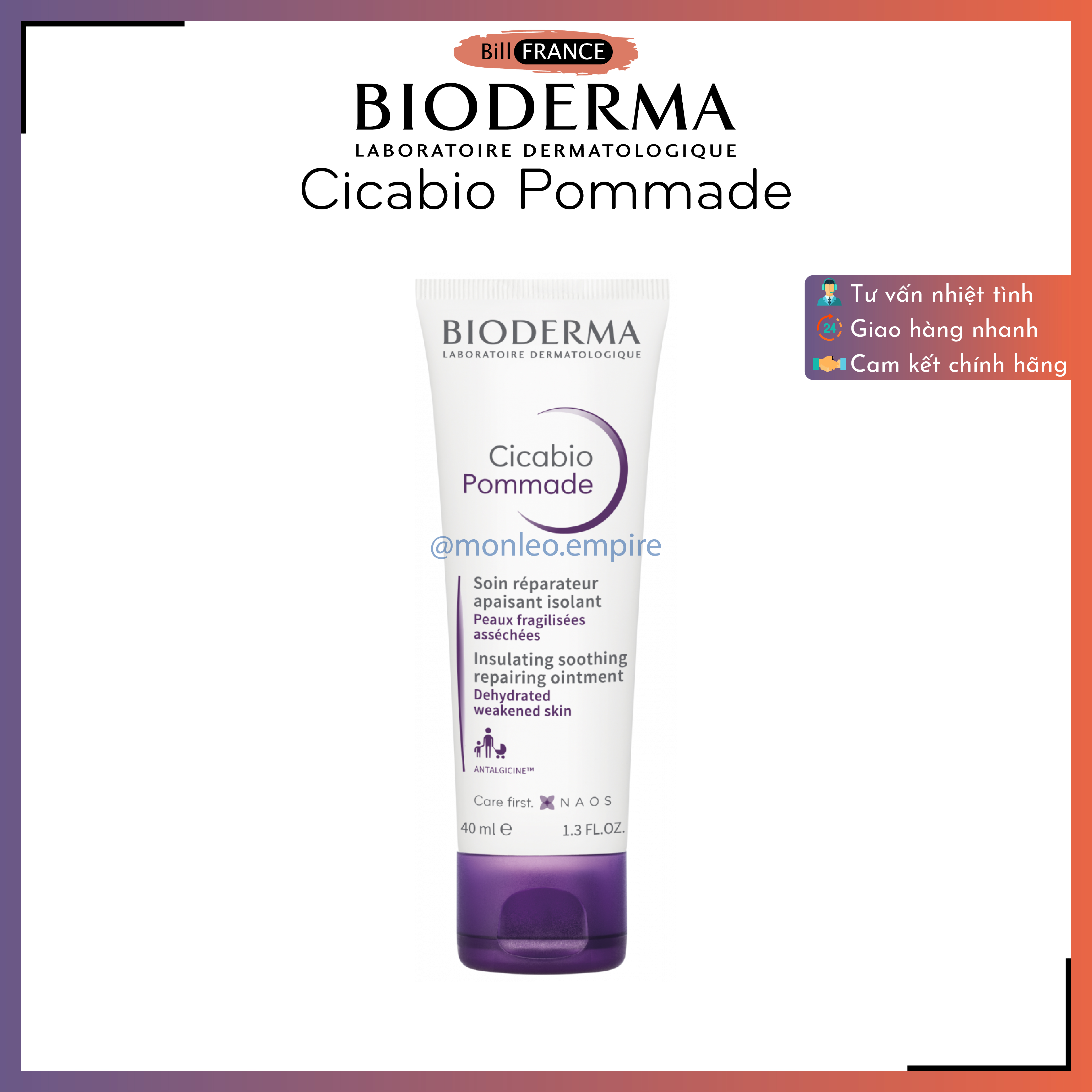 Kem phục hồi da BIODERMA Cicabio Pommade 40ml