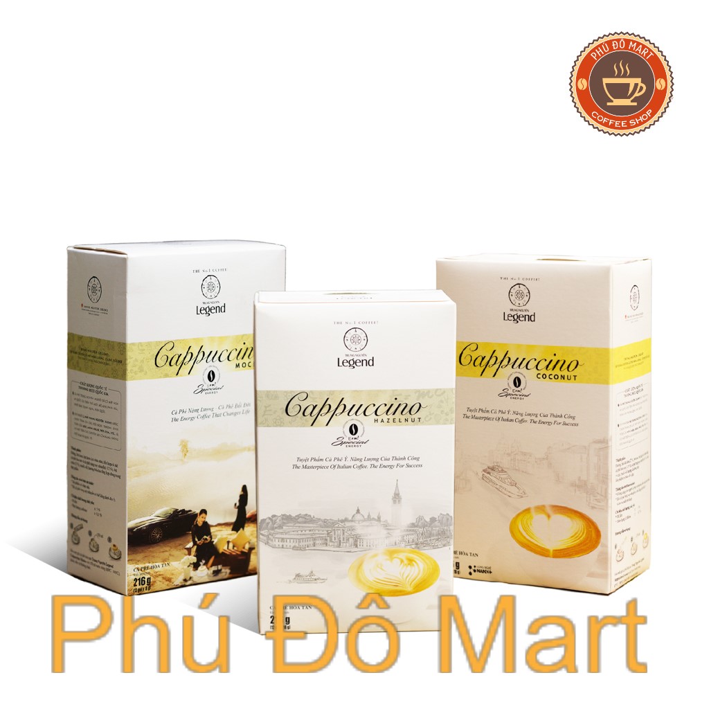 ( Freeship ) Cà Phê Sữa Trung Nguyên Legend Cappuccino Vị Mocha /Hzenut/ Coconut - Hộp12 Sticks 18gr