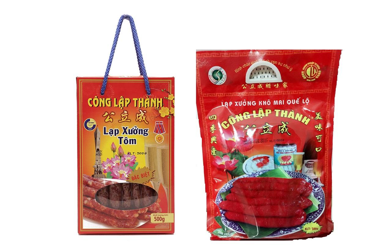 Combo Lạp Xưởng Tôm Công Lập Thành và Lạp Xưởng Khô Mai Quế Lộ  - Hộp 500g x 2