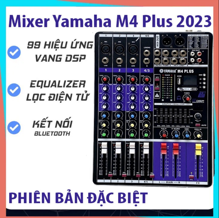 ( PHIÊN BẢN MỚI ) Bàn Trộn Âm Thanh Mixer YAMAHA M4 PLUS 2023 Chuyên Hát Karaoke Và Thu Âm Livestrea