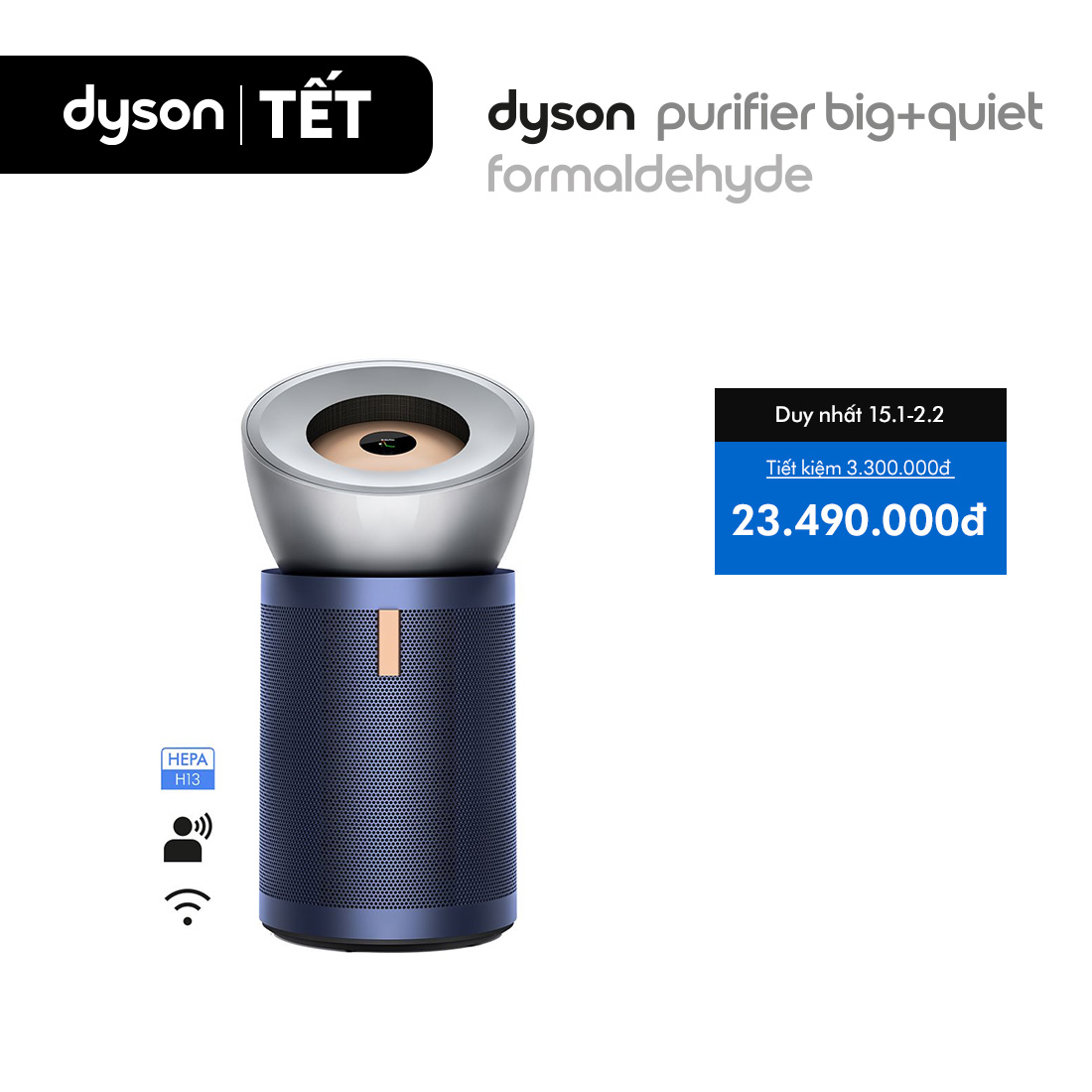DUY NHẤT 1-3.1: VC 12% Tối đa 3 Triệu Máy lọc không khí Dyson Purifier Big + Quiet Formaldehyde BP03 Xám Trắng Xanh Phổ