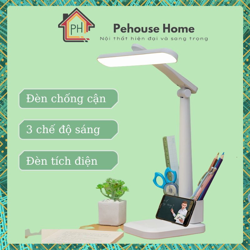 Đèn học chống cận , Đèn học để bàn tích điện làm việc đọc sách, Đèn đọc sách chống cận có tích điện Có 3 chế độ sáng LED bảo vệ mắt dùng đọc sách trang trí livestream