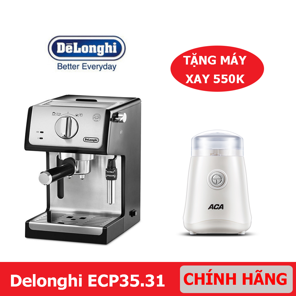 MÁY PHA CÀ PHÊ CAPPUCCHINO ESPRESSO DELONGHI ECP35.31 - Thiết kế cao cấp - Tích hợp hệ thống vòi hơi - Hệ thống kiểm soát nhiệt riêng biệt hiện đại - Hàng Nhập Khẩu
