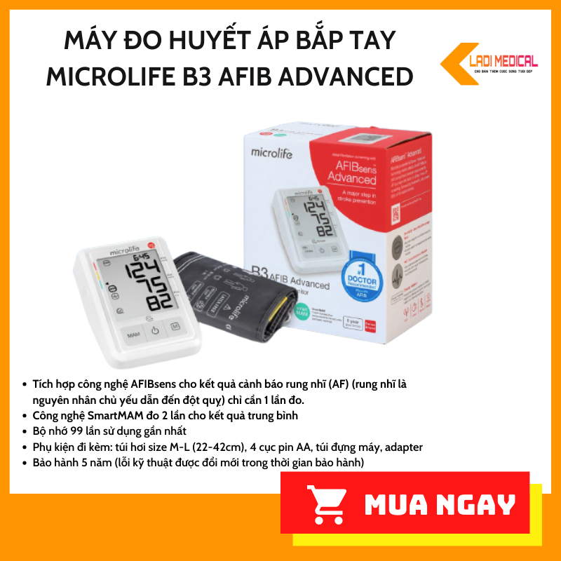 Máy Đo Huyết Áp Bắp Tay Microlife B3 Afib Advanced
