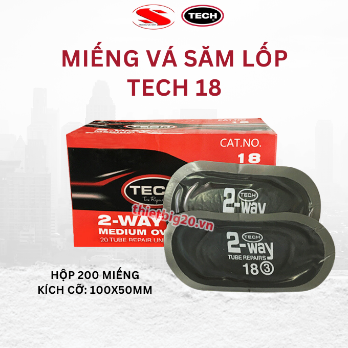 Hộp 20 miếng vá săm lốp ô tô, xe máy đa năng Tech 18