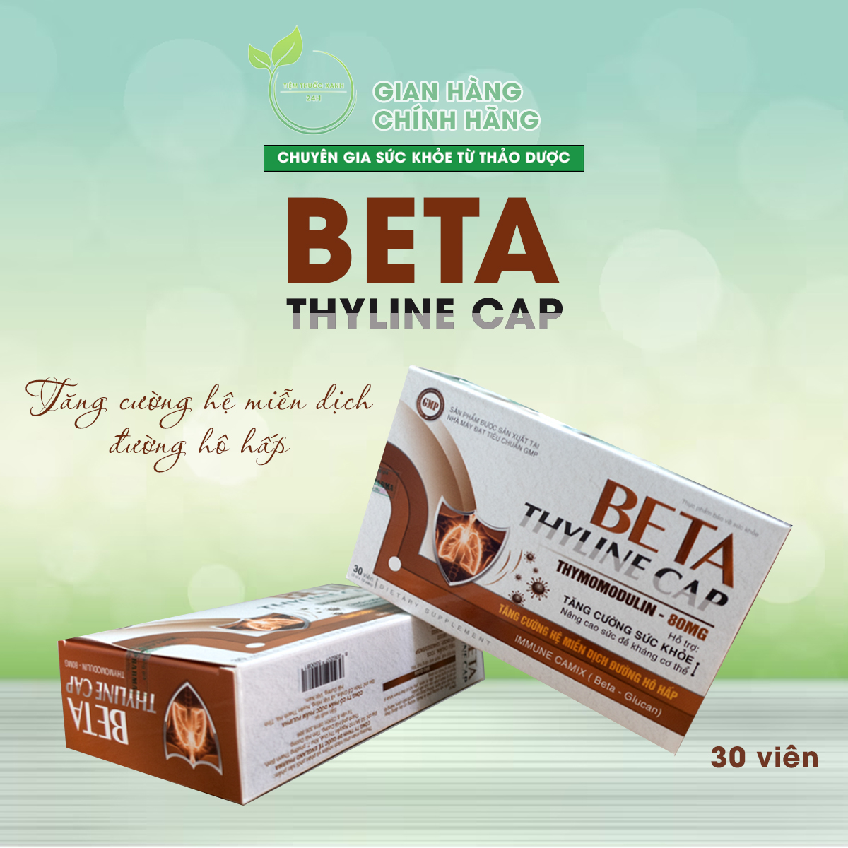 Beta Thyline Cap tăng cường hệ miễn dịch đường hô hấp hộp 30 viên