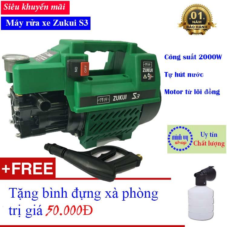 Máy rửa xe gia đình - máy rửa xe cao áp mini zukui s3 - 2000w - tự hút nước -tự ngắt - cực mạnh - bảo hành 12 tháng