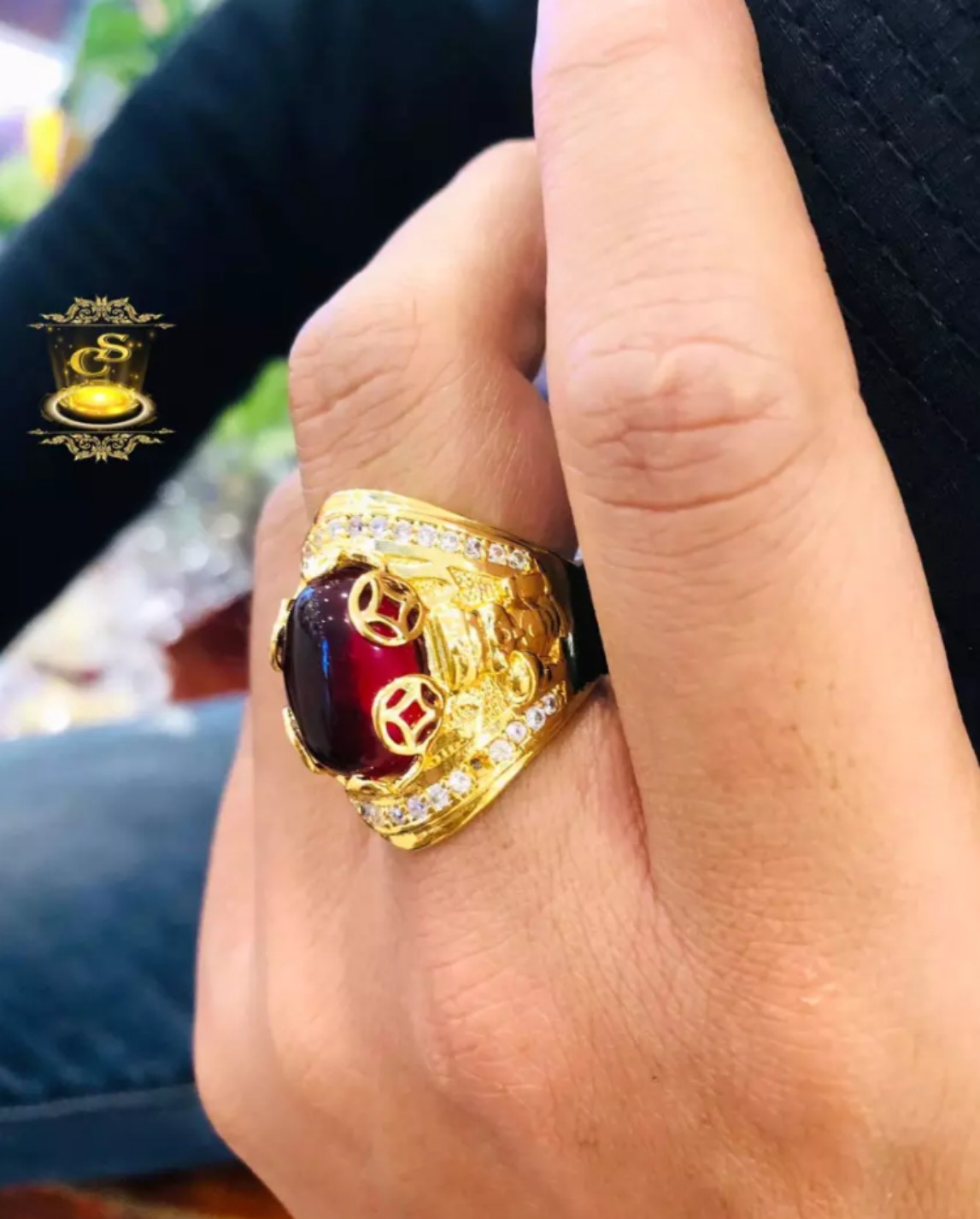 Nhẫn Nam Mạ Vàng 18K 40r Hình Ông Thần Tài Cầm Thỏi Vàng Và Đồng Điếu May Mắn, Tài Lộc Phong Thủy  GREENNP