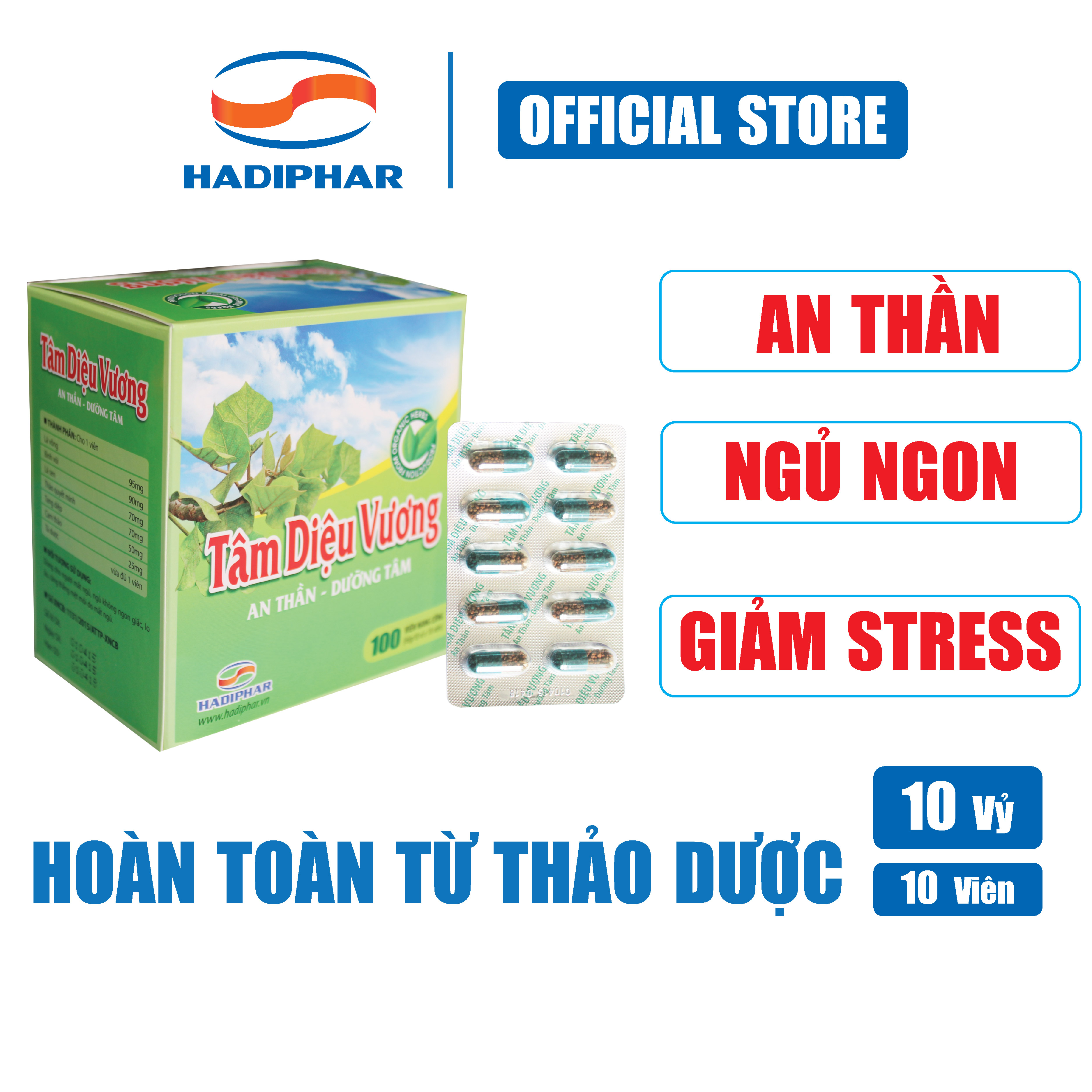 Viên uống ngủ ngon giấc an thần giảm stress Tâm Diệu Vương