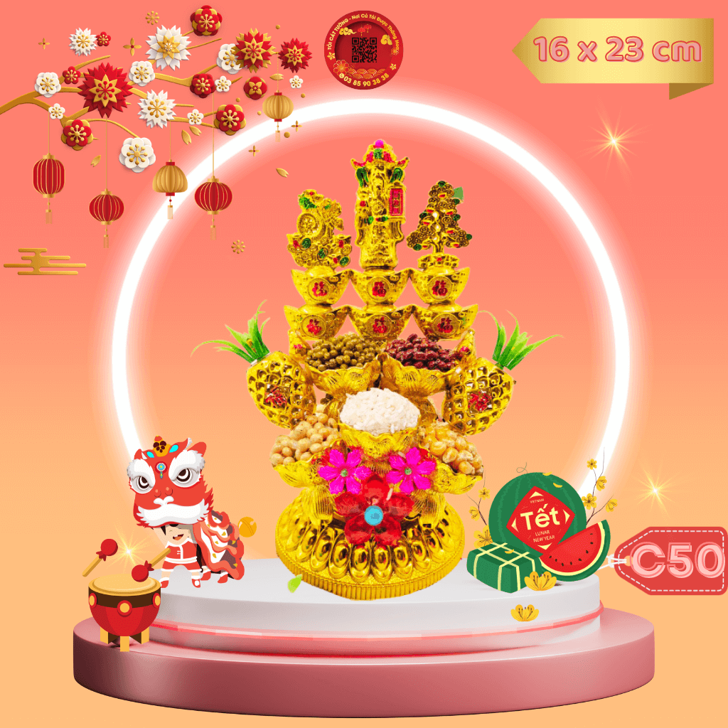 Tháp Tỏi Ông Địa Thần Tài Đậu Ngũ Sắc - Tỏi Cát Tường