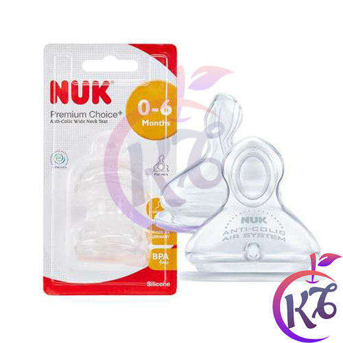 [FreeShipMAX] Bộ 2 Núm ty thay bình sữa NUK Premium Choice Silicone cổ rộng size 1M - 2 cái/vỹ - NU66056 (0-6 tháng) - num ti binh sua num vu thay binh sua co rong
