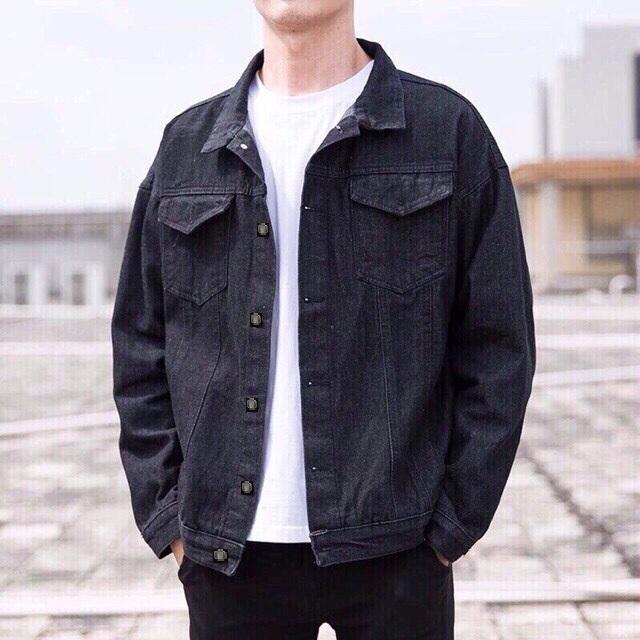 Áo khoác jean nam ln 61 l5 đen phong cách thời trang - hàng chuẩn hình