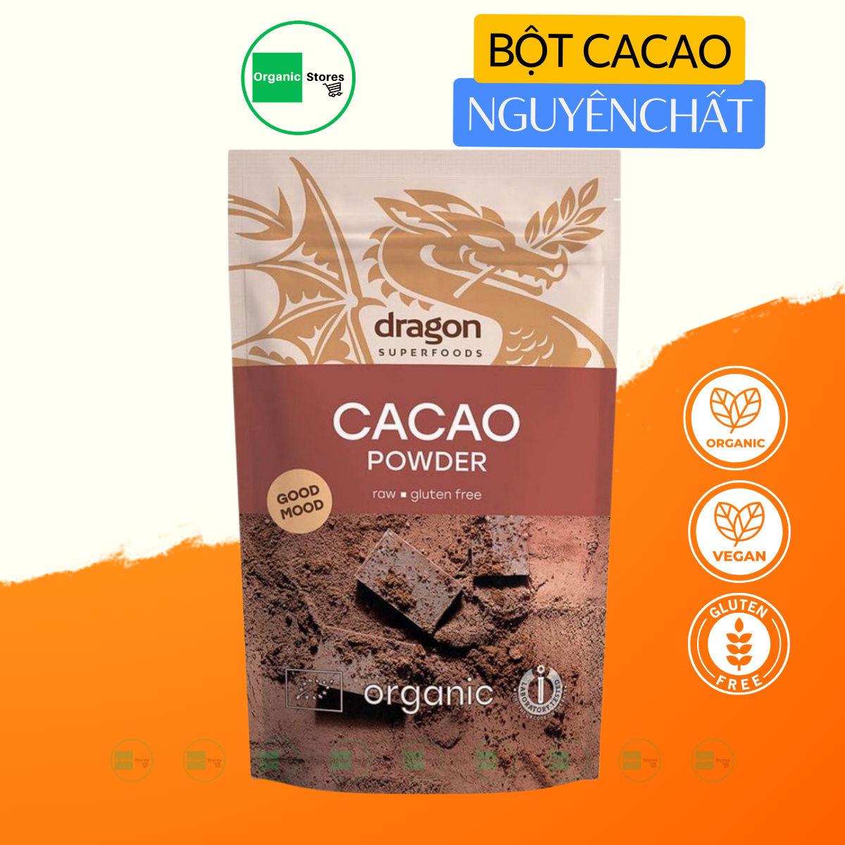 Bột cacao nguyên chất hữu cơ 200gr - Dragon Superfoods