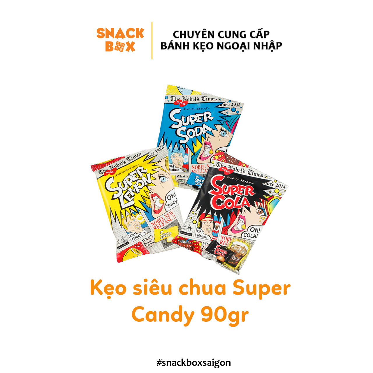 3 Vị Kẹo Siêu Chua Nhiều Vị Super Candy Bịch 90gr - Nhật Bản