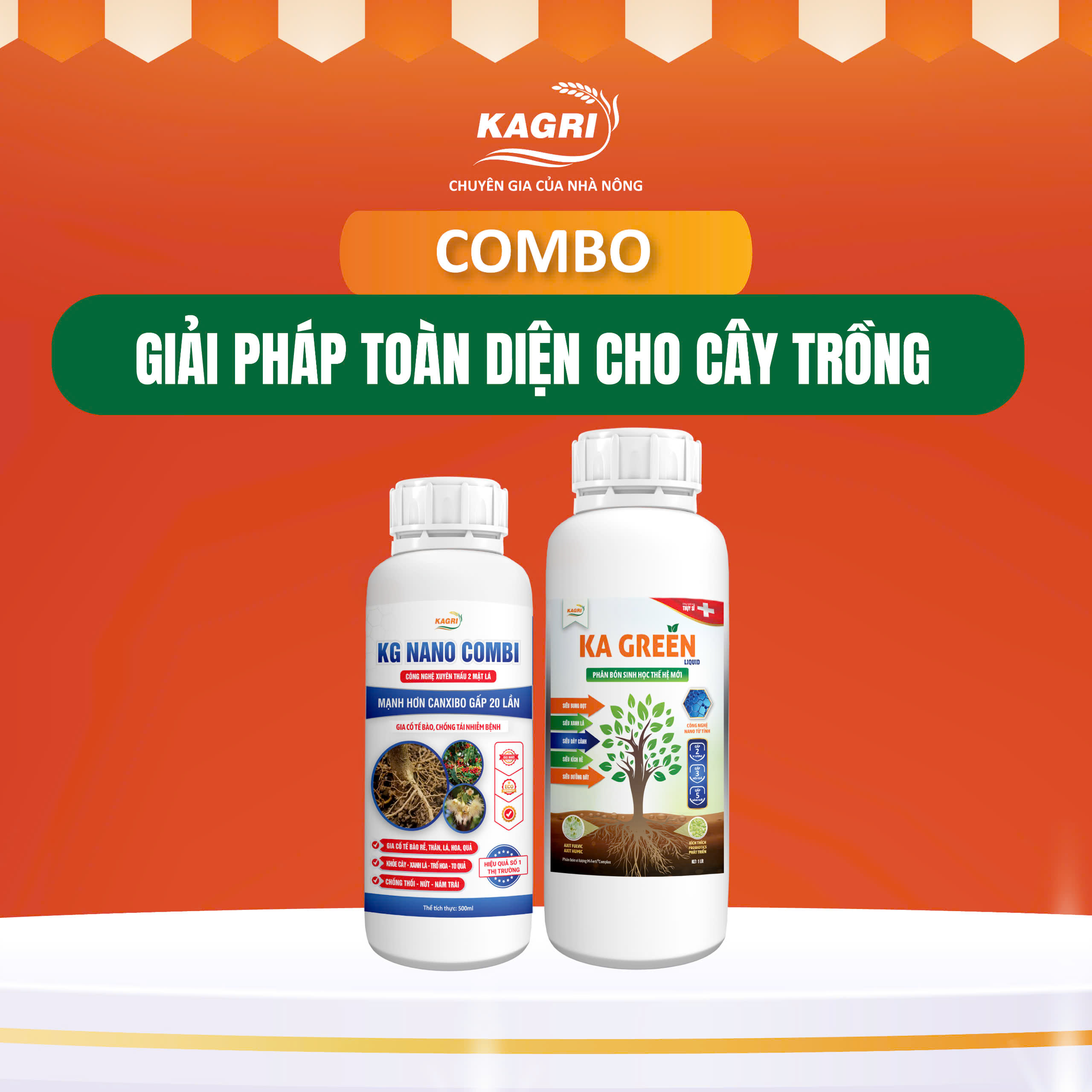 Combo phân bón Ka Green+Kg Nano Combi - KAGRI Phân bón sinh học