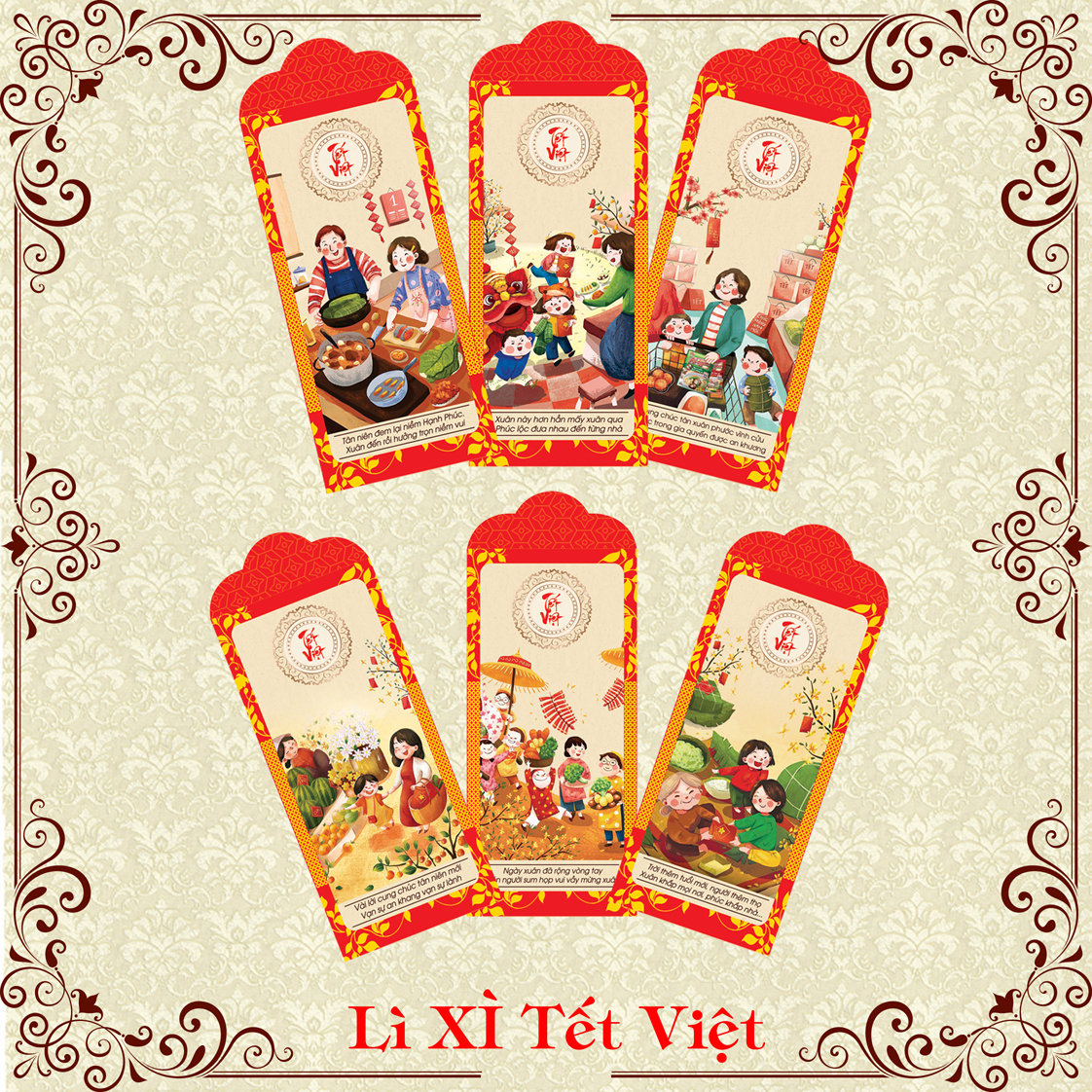 Bộ 18 lì xì tết việt