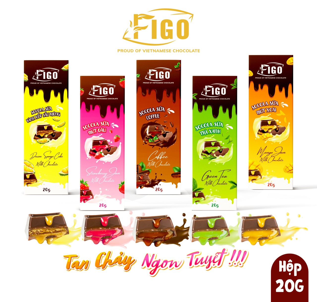 Milk Chocolate 50% cocoa Coconut 20g FIGO VIET NAM