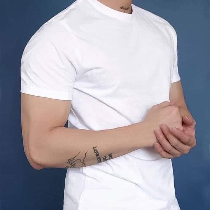 Round Neck T-Shirt for Men and Women, Plain Style, Short Sleeves, Thick 4-Way Stretch Cotton Fabric That Does Not Fade. - 6