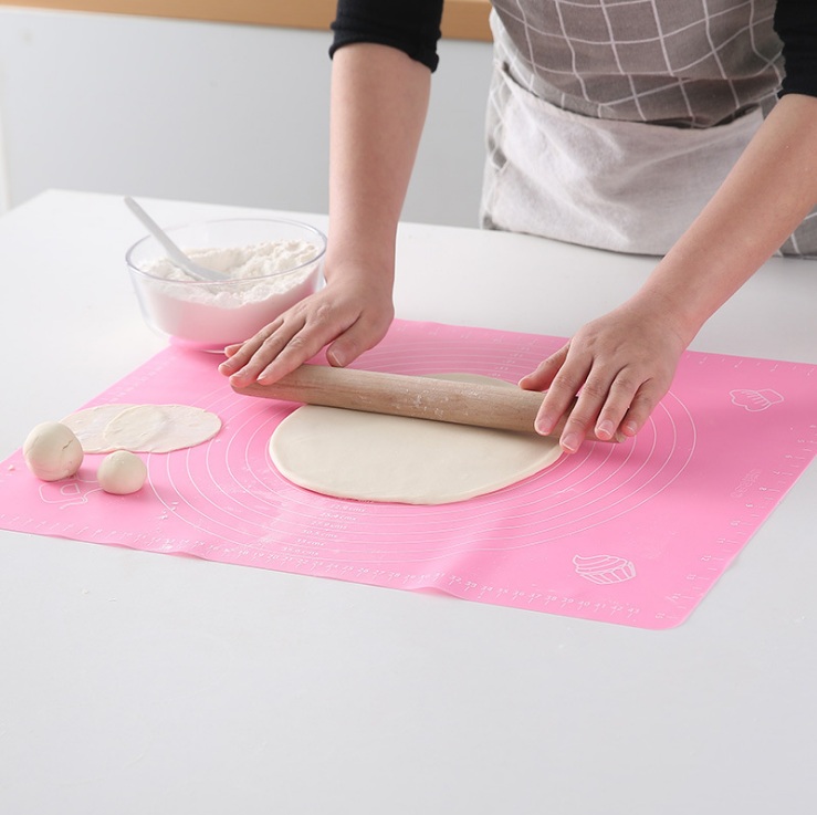 Tấm lót nhào bột, nặn bánh bằng silicone, chống dính, chống trượt, chịu ở nhiệt độ cao dclb (màu Hồng)