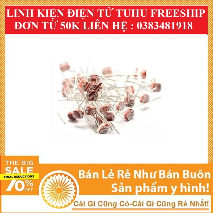 combo 2 cảm biến ánh sáng- Quang Trở CDS 5mm-linh kiện điện tử tuhu 3m