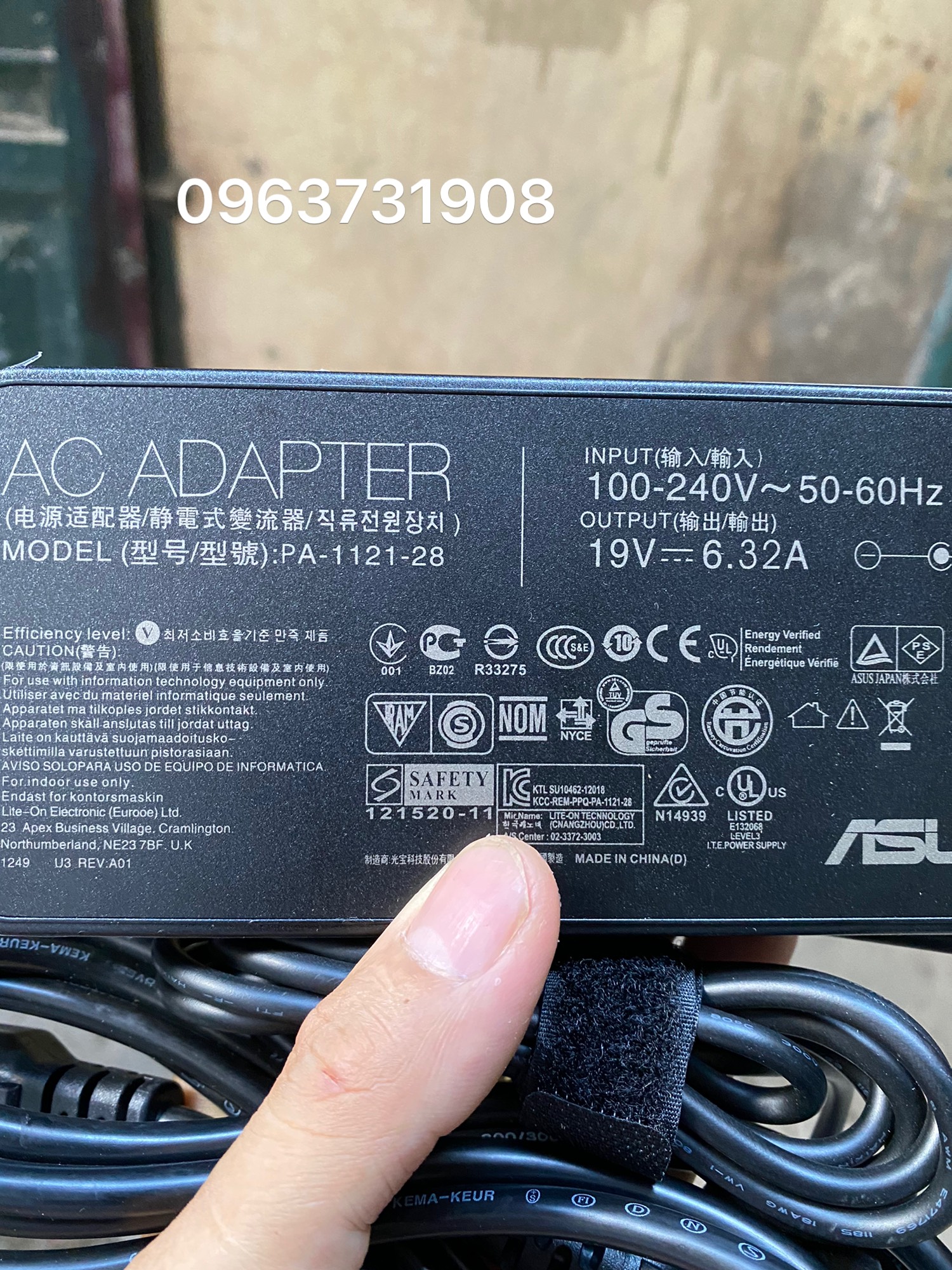 Dây sạc pin cho laptop Asus Gaming F570 F570ZD 19V-6.32A bản gốc theo máy