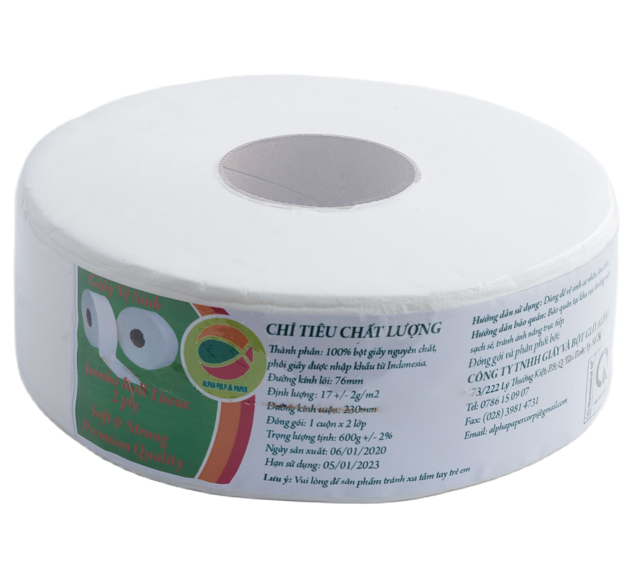 Giấy vệ sinh cuộn lớn alpha - 600g/cuộn