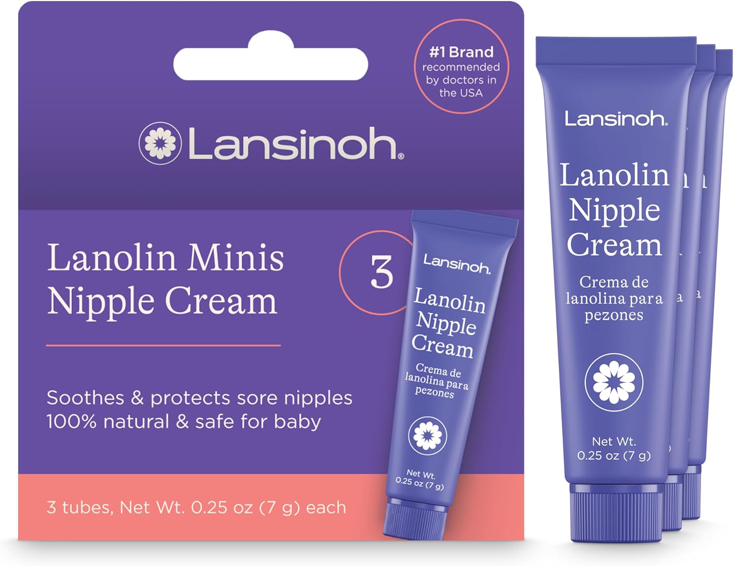 Lansinoh Lanolin Nipple Cream - Kem Bôi Đầu Ti, Giảm Nứt Đầu Ti, Cổ Gà Và Làm Mềm Da Tuýp 7g