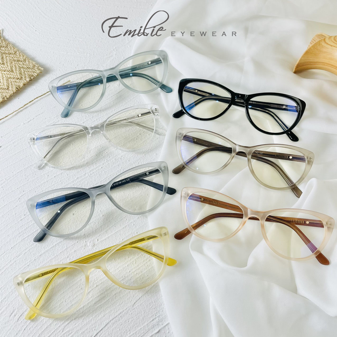 Gọng kính mắt mèo nhựa dẻo càng gập lò xo siêu bền Emilie eyewear 8013