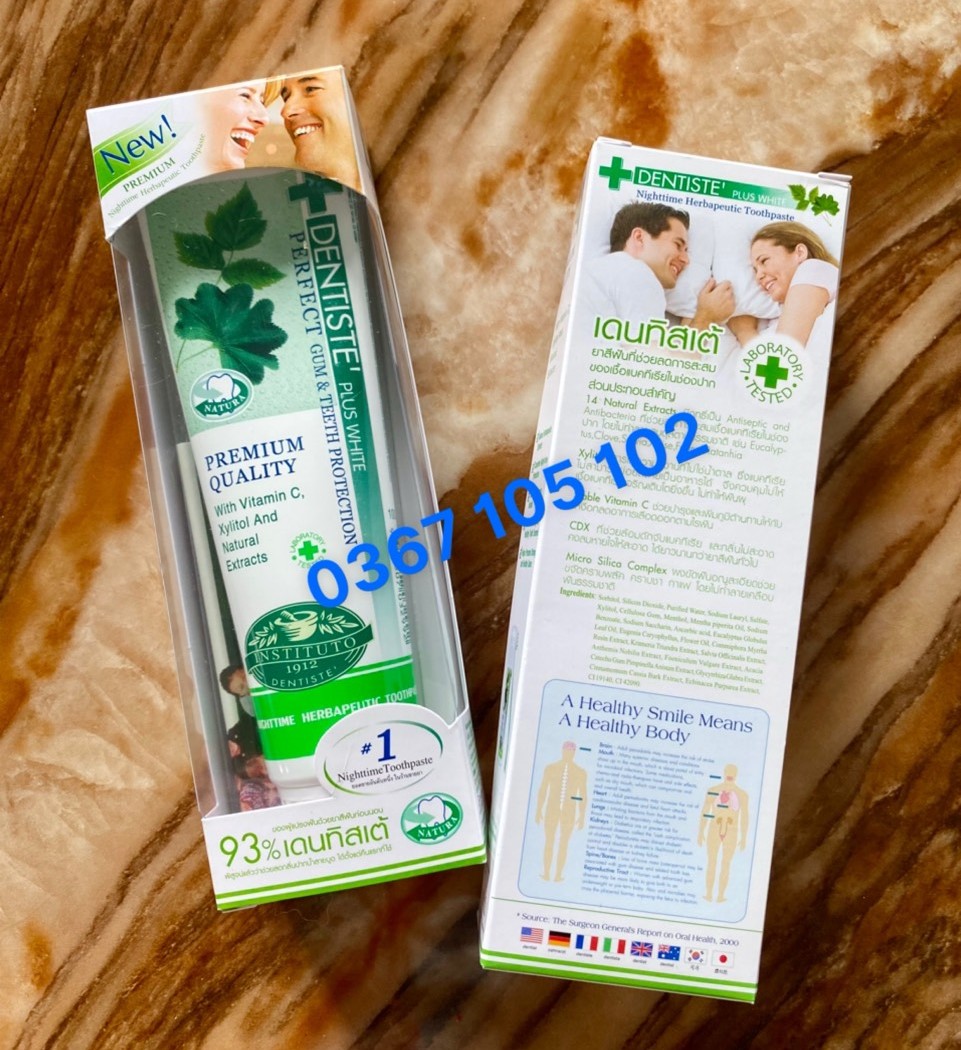 Kem đánh răng thảo dược, siêu sạch trắng răng, ngừa sâu răng số 1 thái lan - dentiste plus white - nightime 100g - thái lan - tuýp 100g