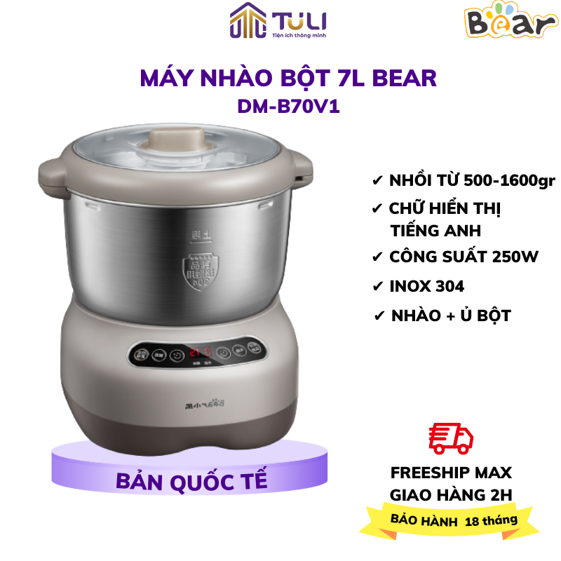 Máy nhào bột bear hmj-b70v1 7 lit thông minh, máy ủ bột công nghệ vượt trội cao cấp, bảo hành 18 tháng. gia dụng tuli