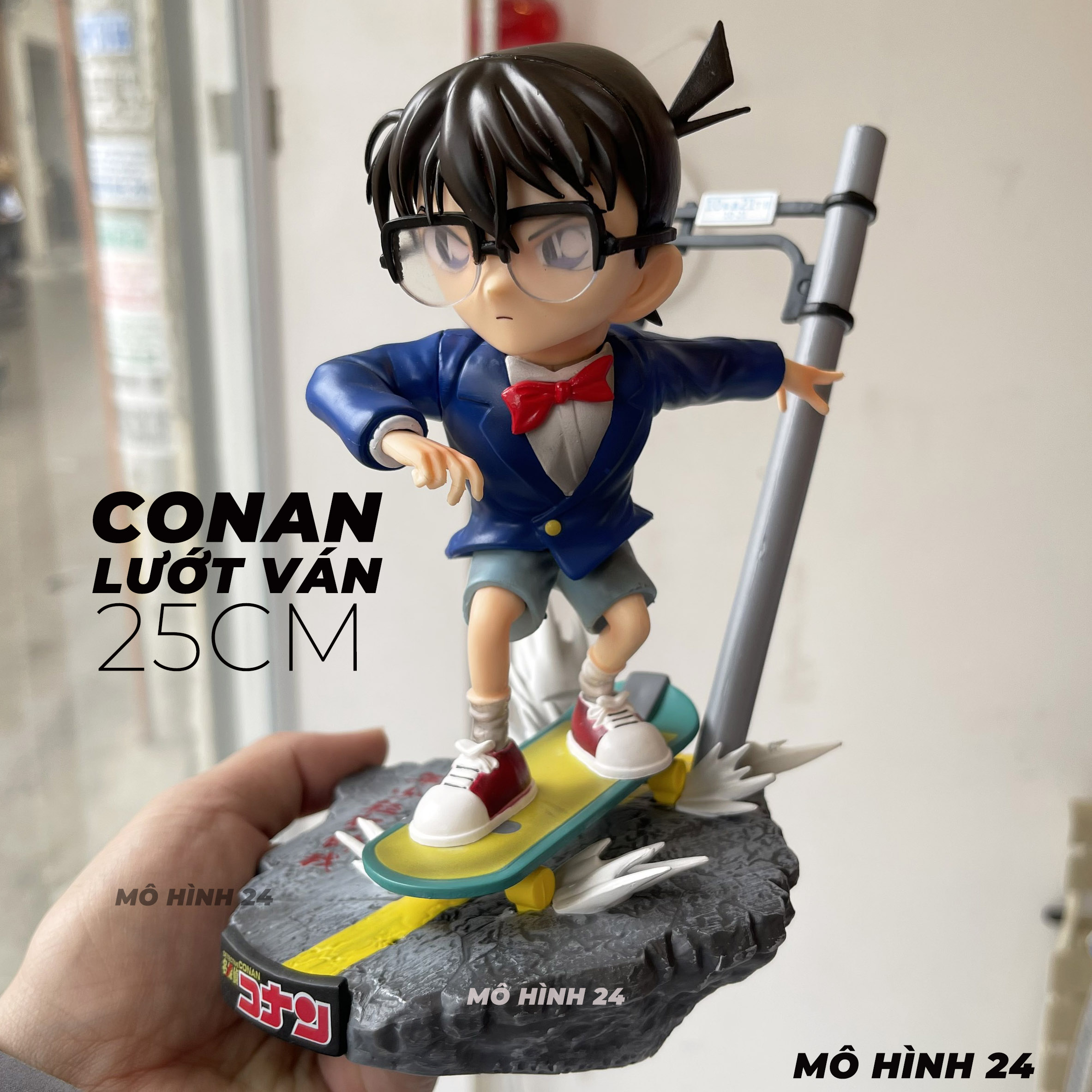 Mô hình đồ chơi nhân vật Thám tử Lừng danh Conan Lướt ván 25cm egg studio nhựa pvc detective conan