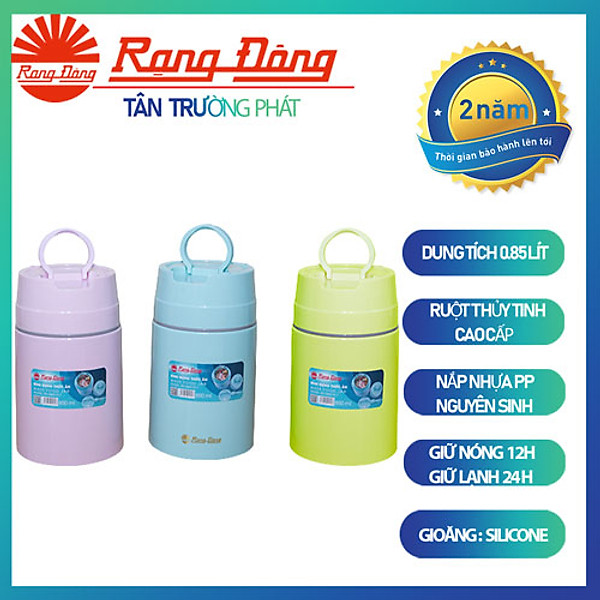 Hộp đựng thức ăn, đựng cơm, hộp đựng cháo giữ nhiệt, 850ml rạng đông, model: rd 0850 n1.t, giữ nóng và lạnh