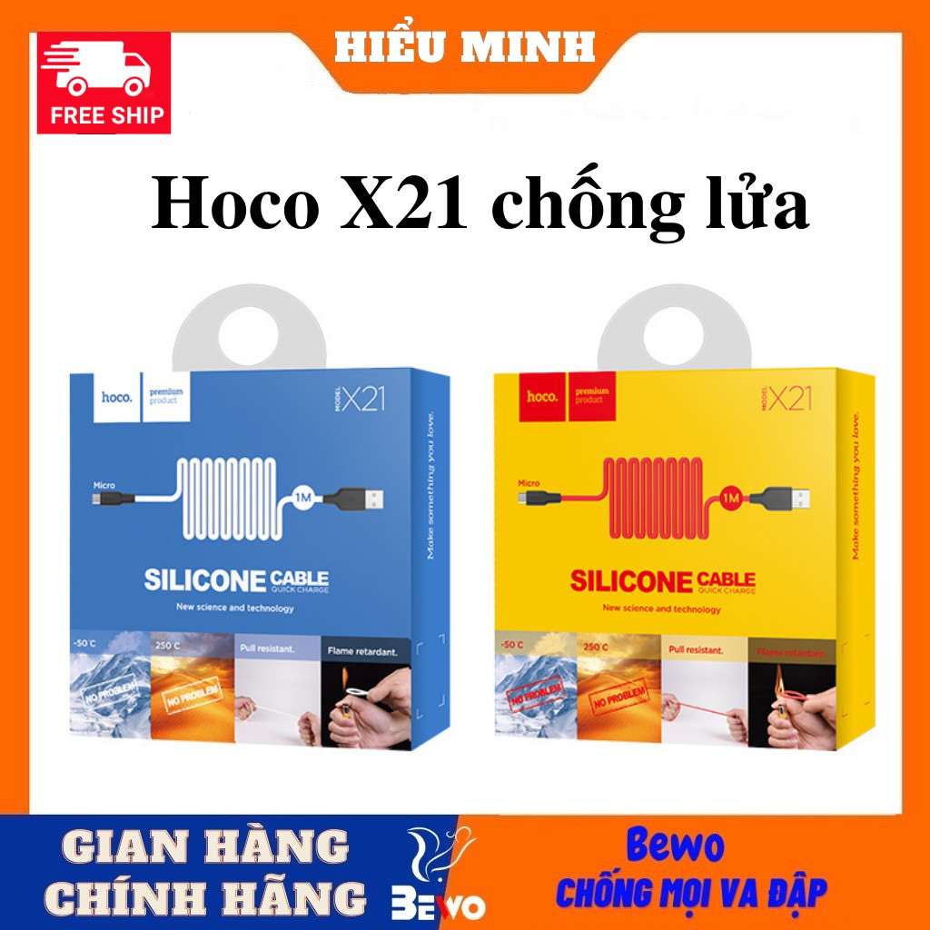 Cáp sạc nhanh iphone hoco X21 silicone mềm đốt không cháy chống đứt