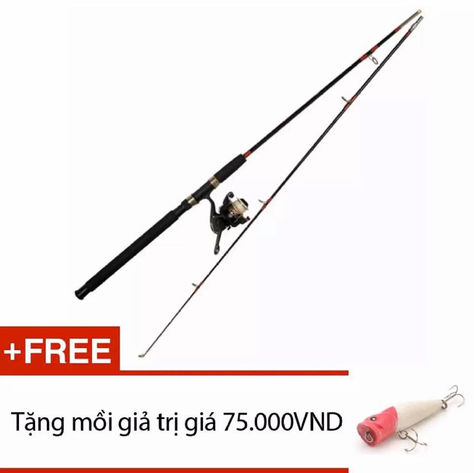 Bộ cần câu 2 khúc khp 2m1 + tặng 1 mồi giả