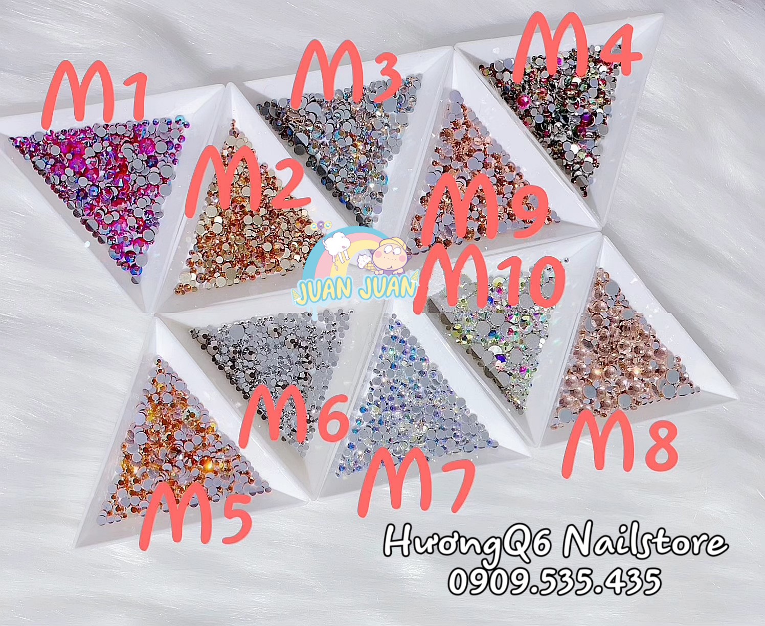 Đá trang trí móng tay mix size