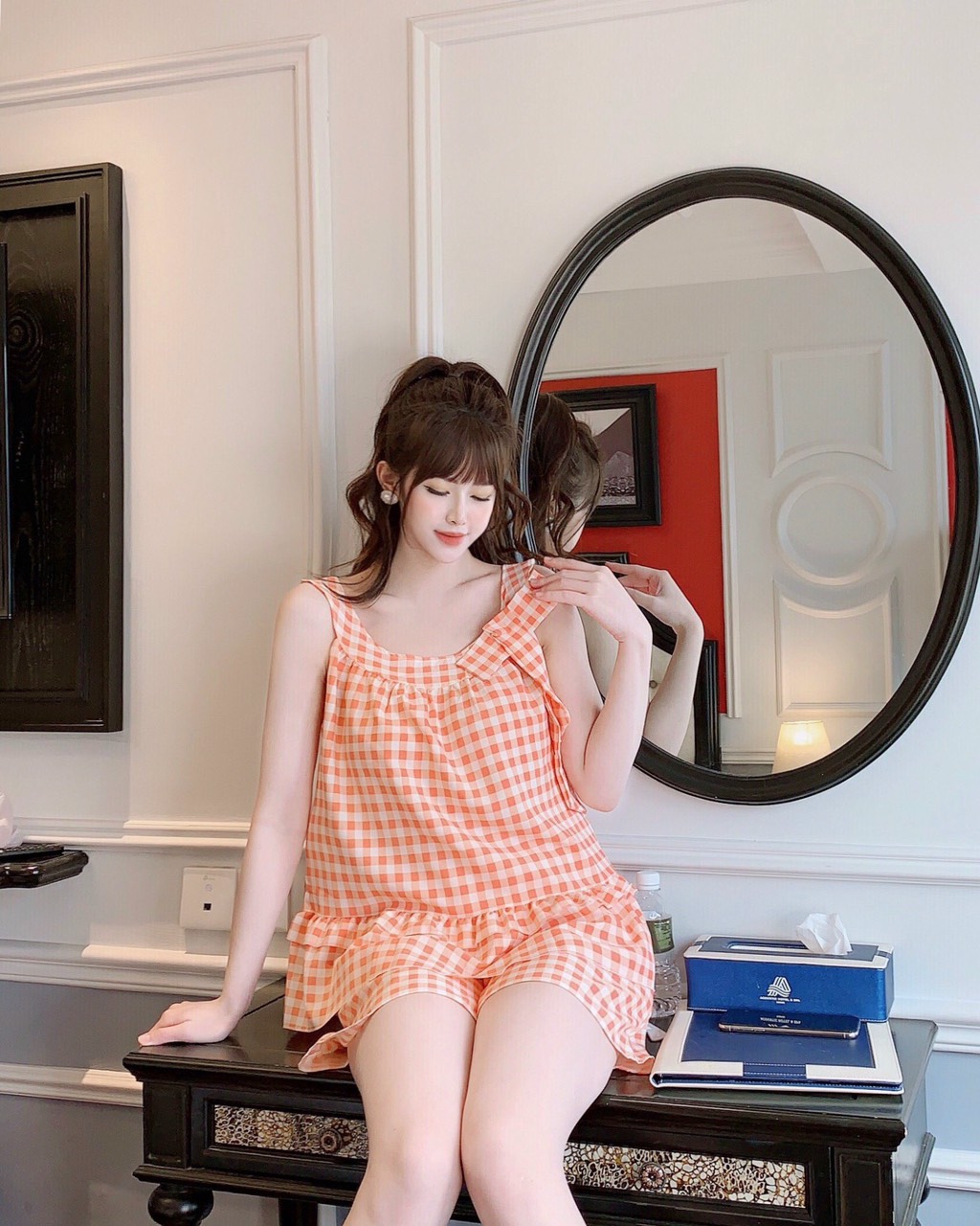 Đồ bộ ĐÙI CARO VẢI LỤA SIÊU MỀM MÁT KHÔNG NHĂN DỄ THƯƠNG thời trang