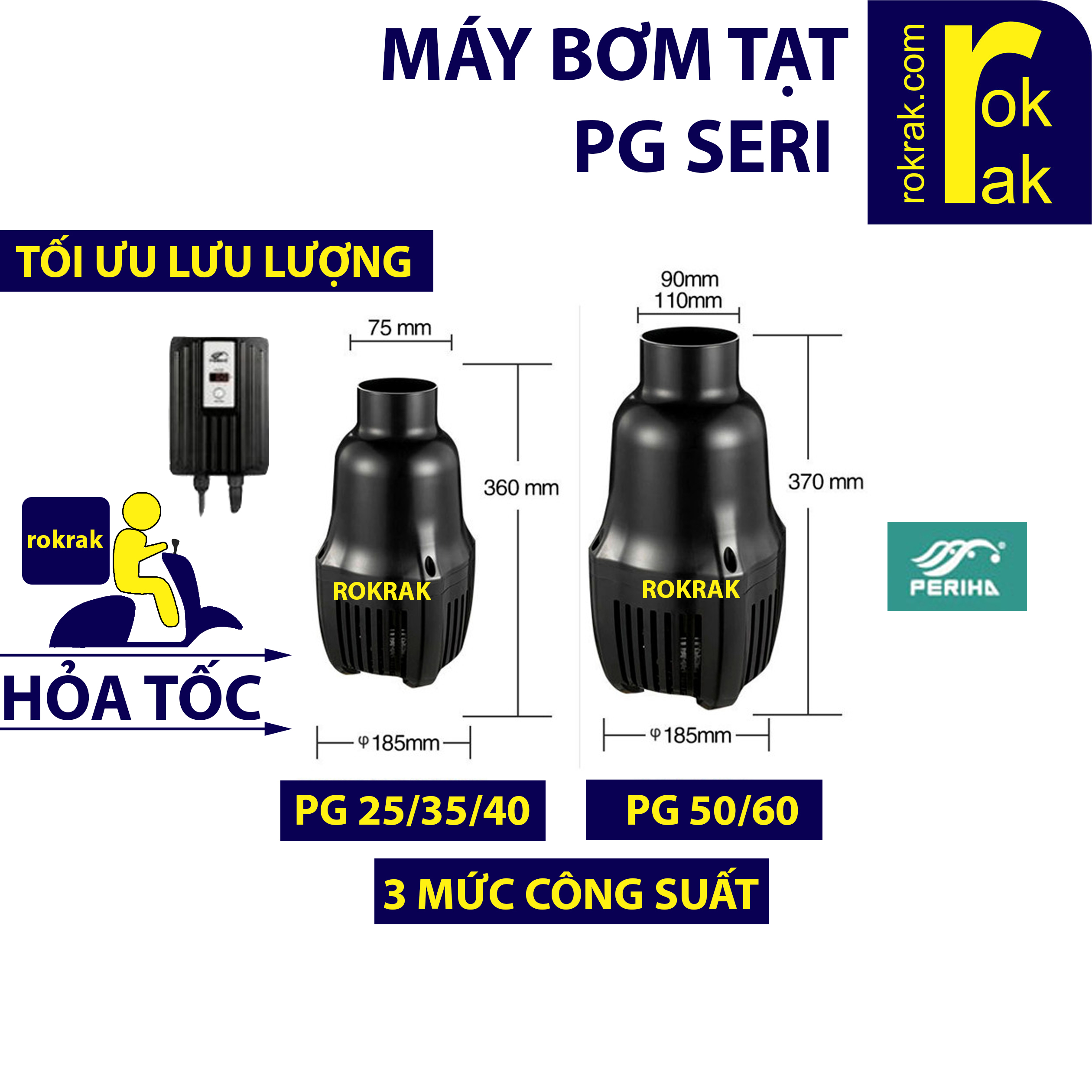 Máy bơm tạt periha pg 25 pg 35 40 pg25 25000 l/h pg35 35000 tiết kiệm điện cho lưu lượng lớn hồ koi rokrak