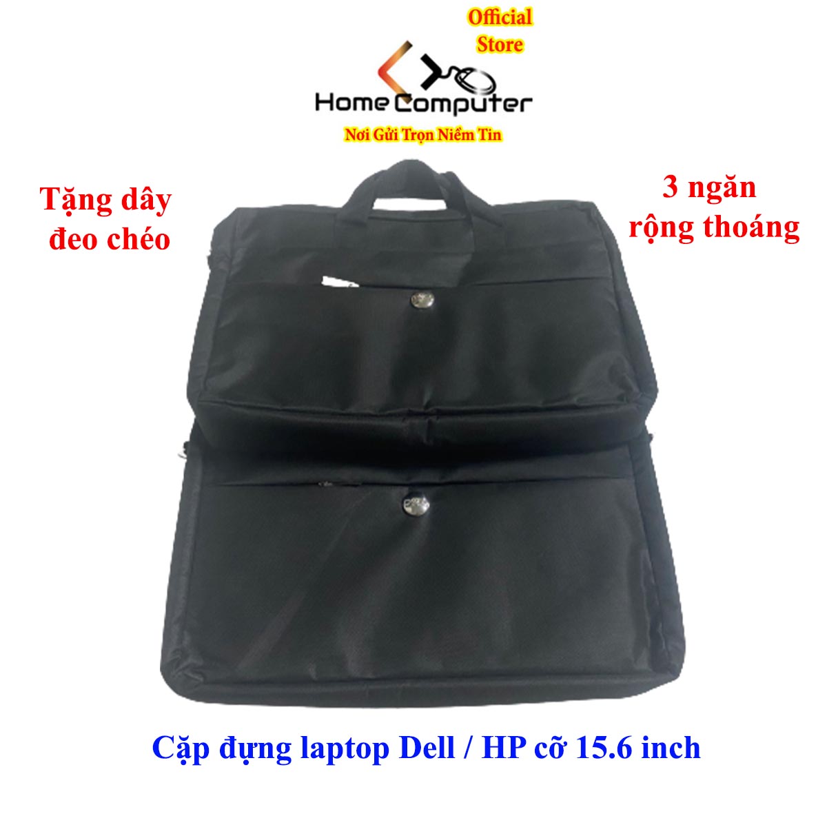 Cặp Laptop 15.6 inch 3 ngăn Dell / HP bền, đẹp, rẻ. Tặng kèm dây đeo chéo