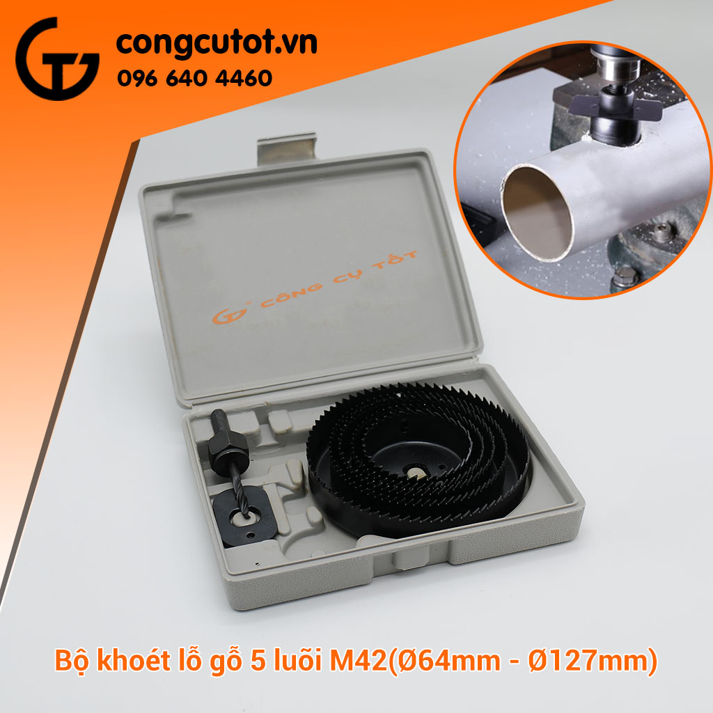 Bộ mũi khoét lỗ tròn trên gỗ 8 chi tiết (Ø64MM - Ø127MM) mẫu tùy chọn