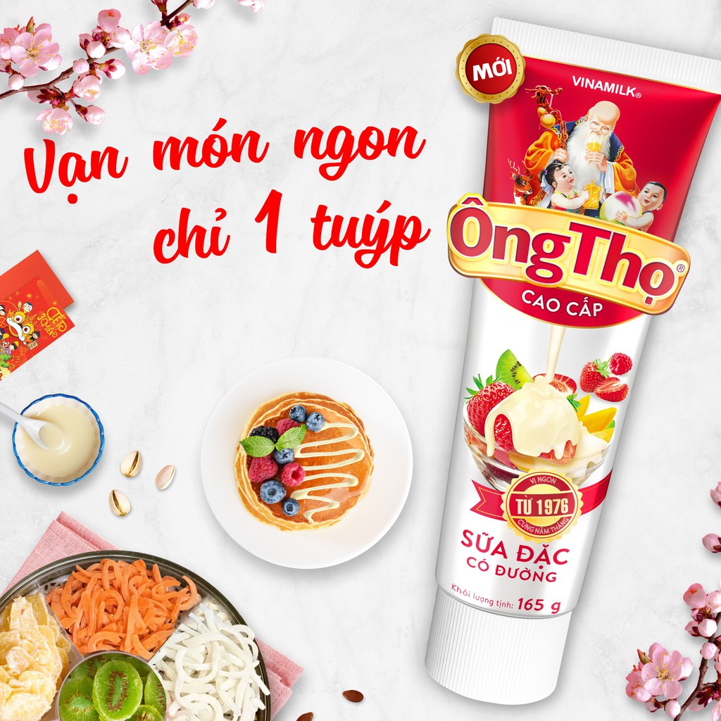SALE 10% - Sữa đặc Ông Thọ dạng tuýn siêu tiện lợi chỉ 42K - 2 tuýn 165g