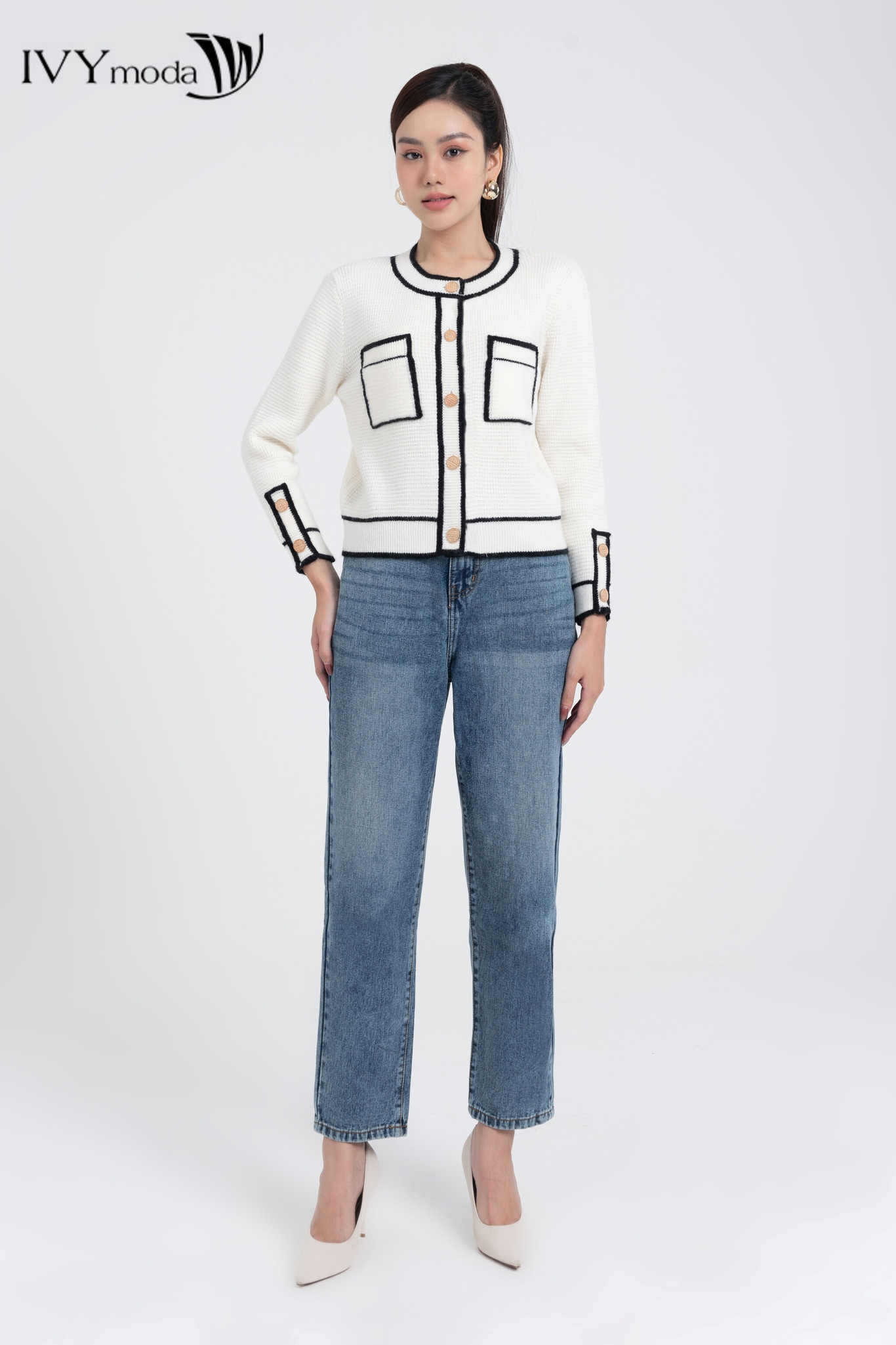 Quần jeans dáng baggy ivy moda ms 25m7821