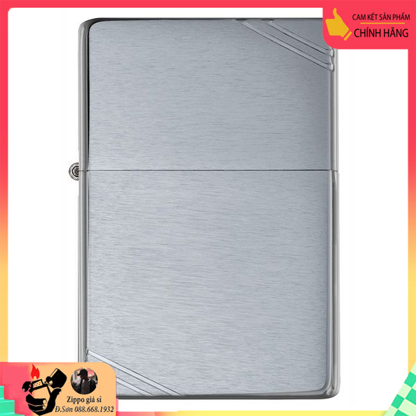 Hộp Quẹt Zippo Vintage Cắt Góc Nhám Trắng - Vintage Brushed Chrome