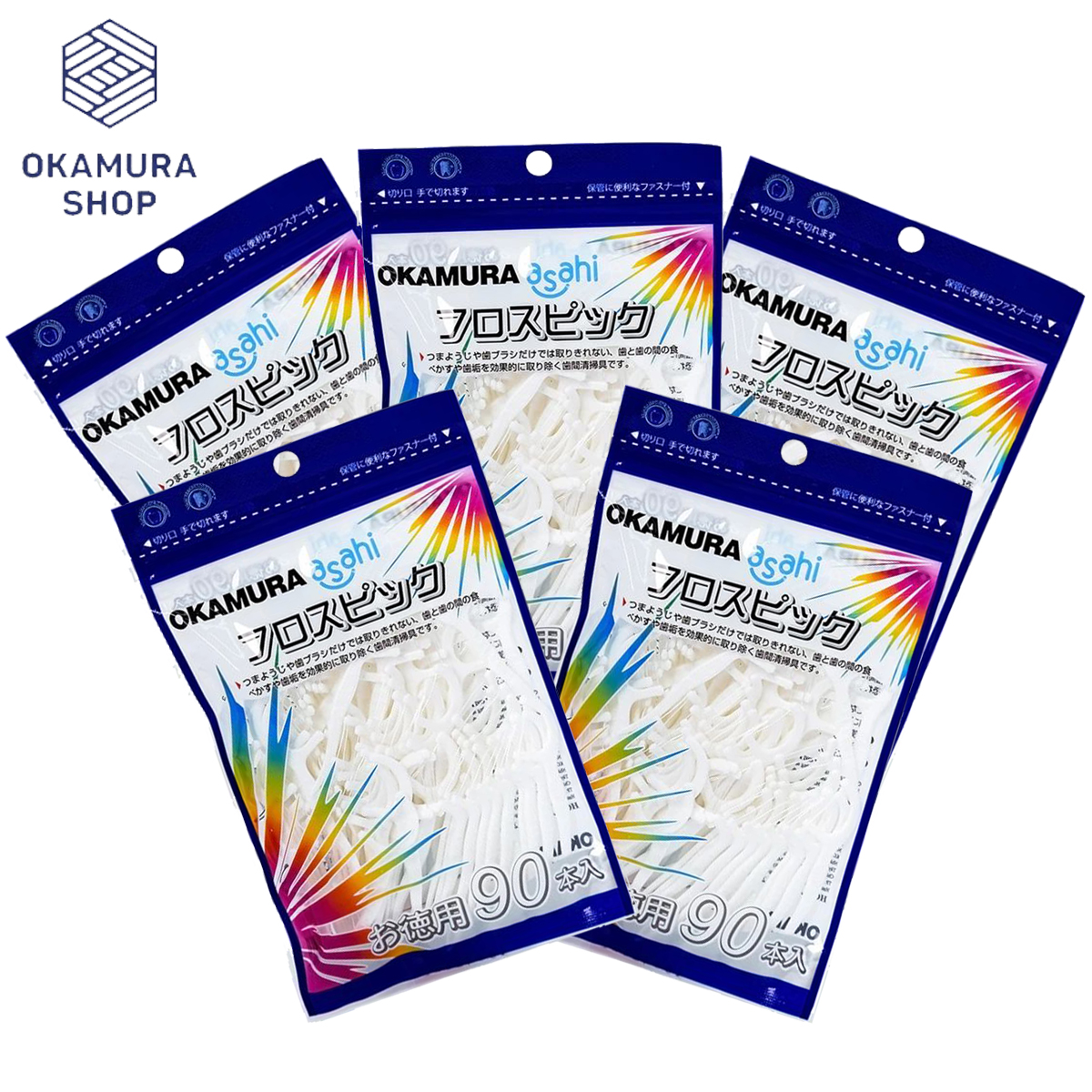   HCM Combo 5 Bịch Tăm chỉ nha khoa 90P Okamura 