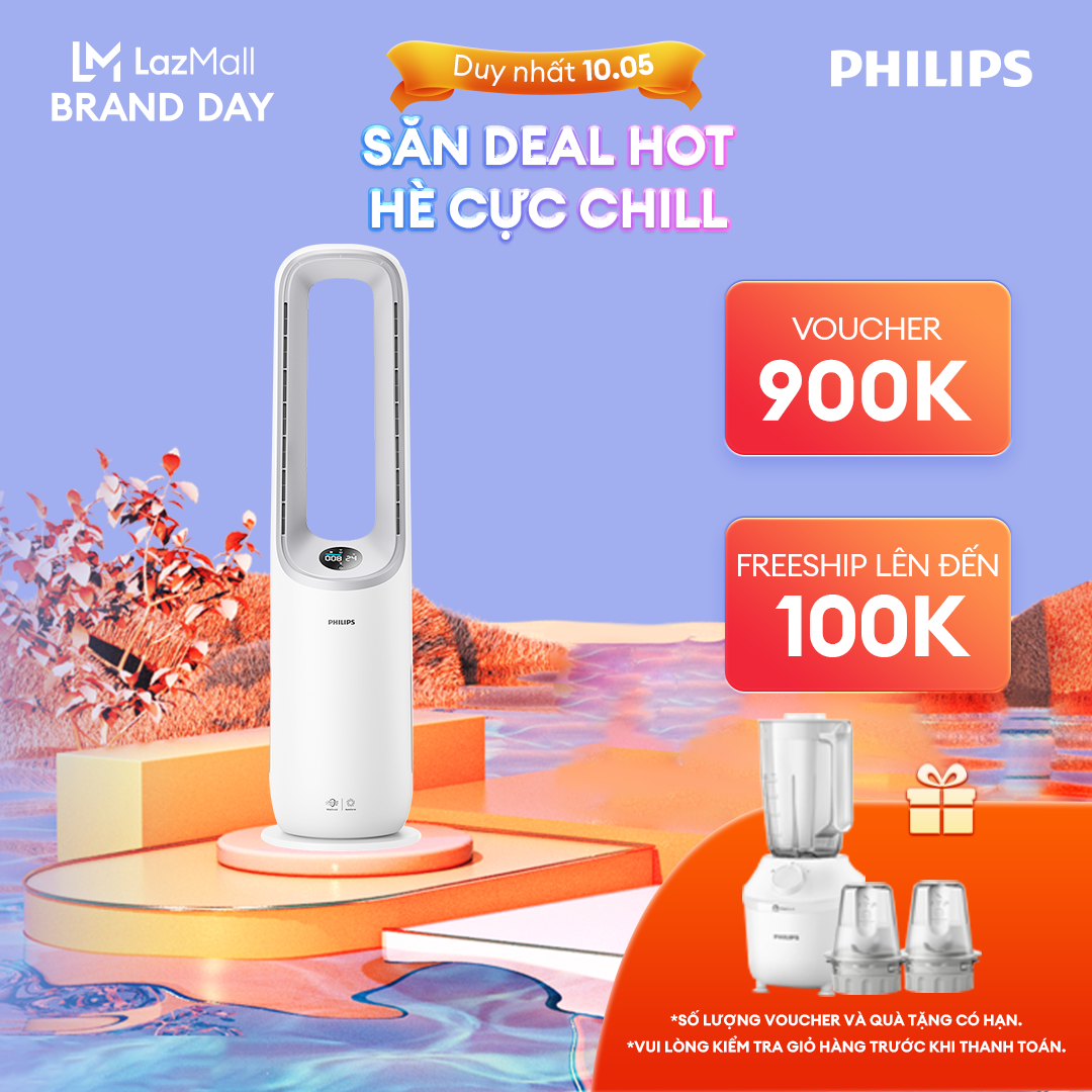 Máy Lọc Không Khí Và Quạt 2 Trong 1 Philips AMF765/30 Lọc Không Khí Tới 70M2 Tốc Độ Phân Phối Không Khí Sạch 270 M3/Giờ Bộ Lọc Hepa & Than Hoạt Tính Kết Nối Ứng Dụng Air