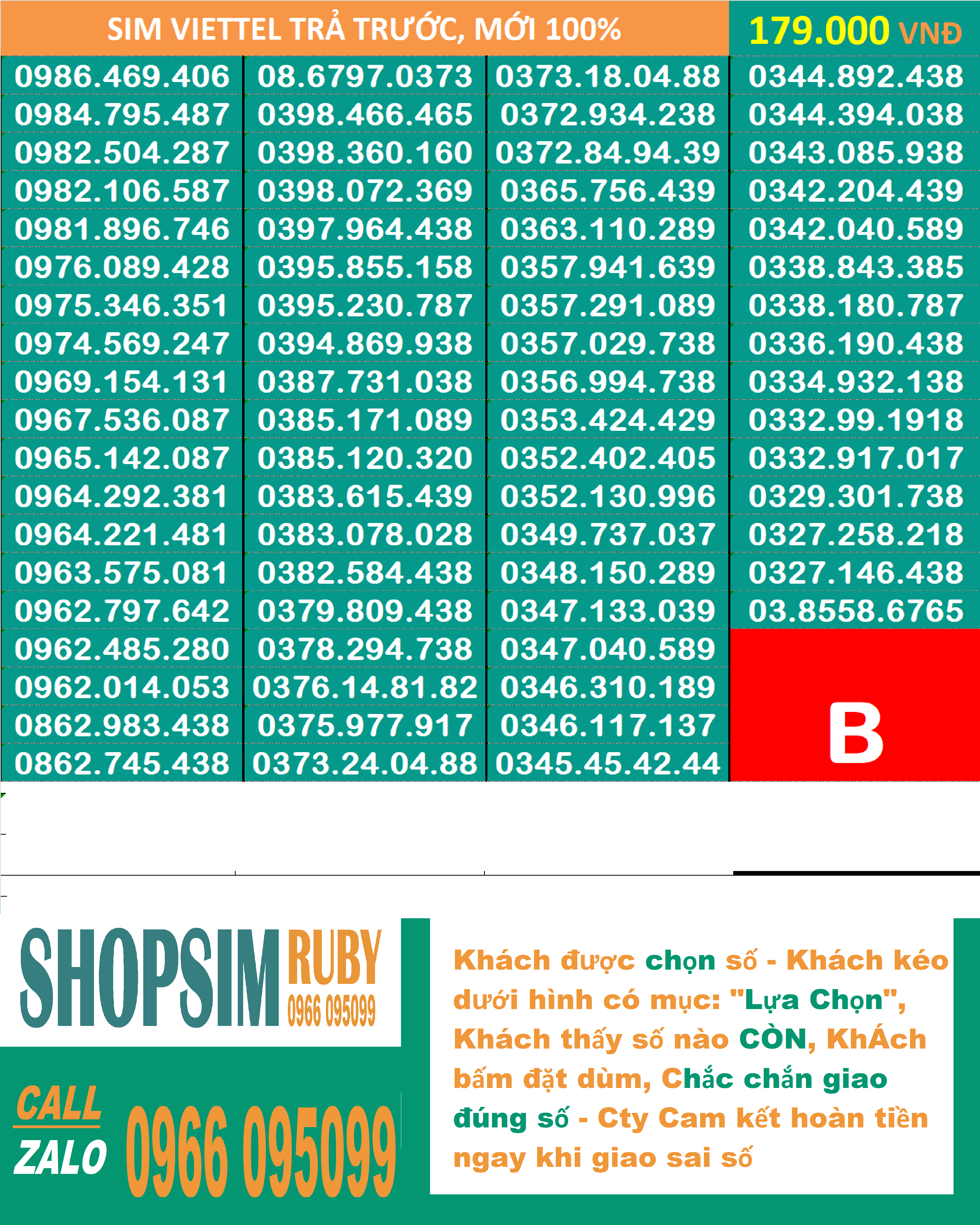 Sim 09 Viettel Trả trước chính hãng -Chọn số - Nghe gọi, Nhắn Tin, 4G , Sim mới 100%, Chưa Kích hoạt và chưa làm bất cứ dịch vụ nào, Sim gói cước Tomato và kèm theo nhiều gói 4G hấp dẫn đồng giá 189.000đ- Shopsim Ruby