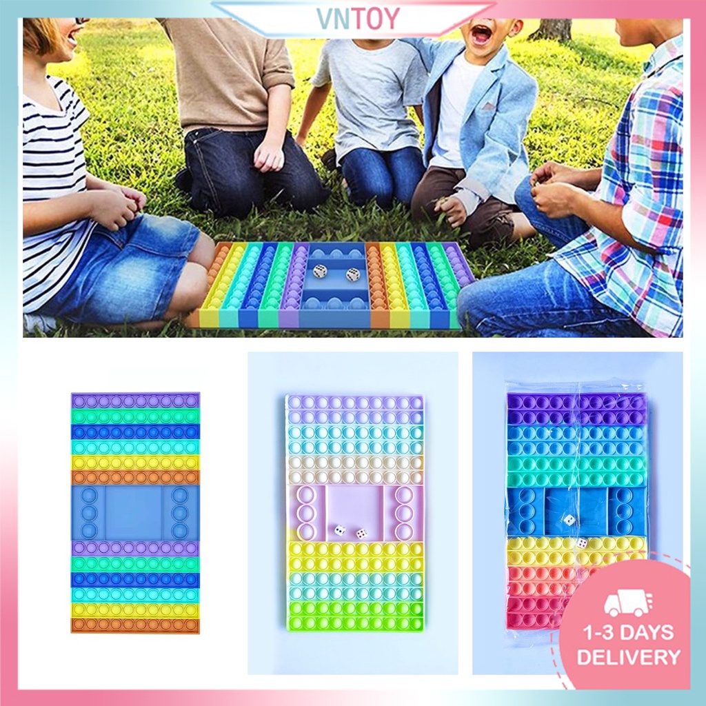 Pop It Fidget Đồ Chơi Bàn Cờ Nhấn Bóng Cỡ Lớn Màu Cầu Vồng Vui Nhộn Dành Cho Trẻ Pop It Bàn Cờ