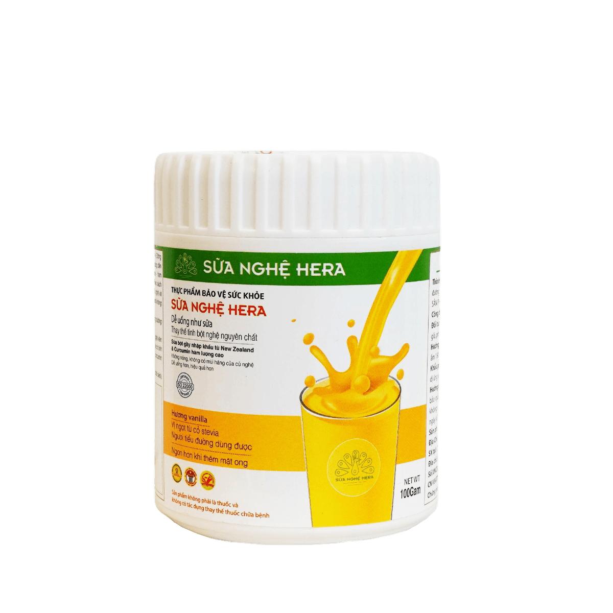 Sữa nghệ Hera 100GR - giúp lành vết thương, bù năng lượng, hỗ trợ tiêu hóa, bổ sung dinh dưỡng cho người sau mổ