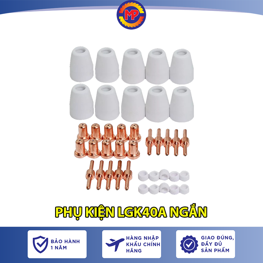 Combo 10 bộ bép cắt plasma 40a loại ngắn lgk40 và loại dài pt31/40 - 10 sứ cắt - 10 sứ chia khí dùng cho máy cắt plasma dòng 40a siêu tiện lợi