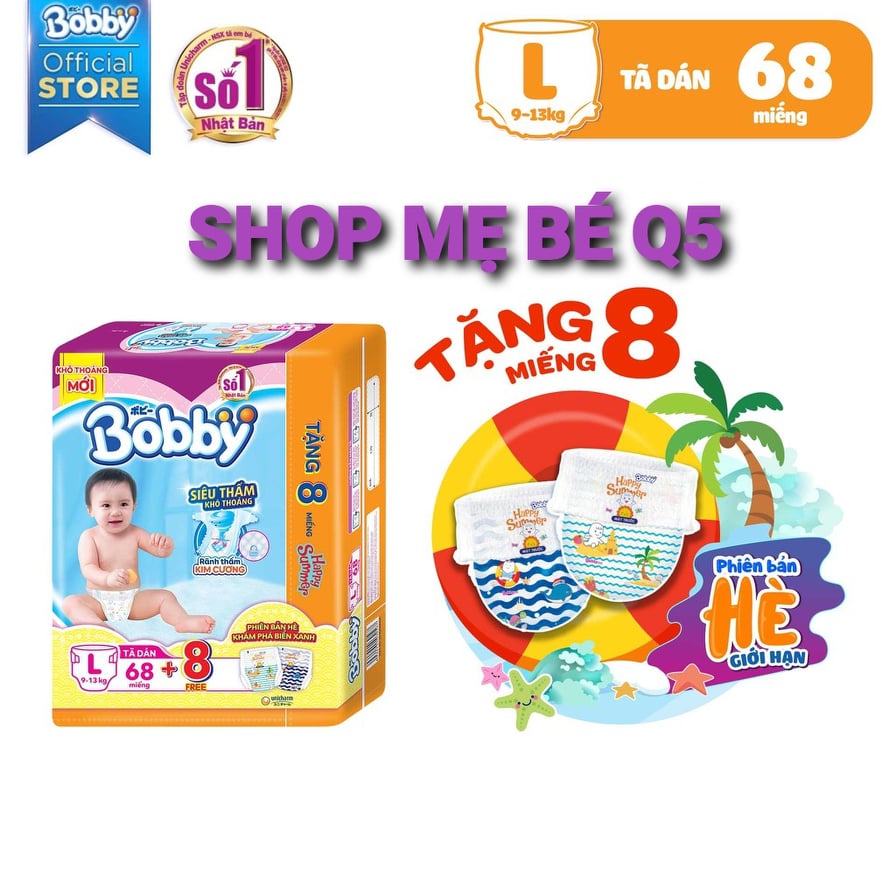 Tã dán bobby siêu thấm l68